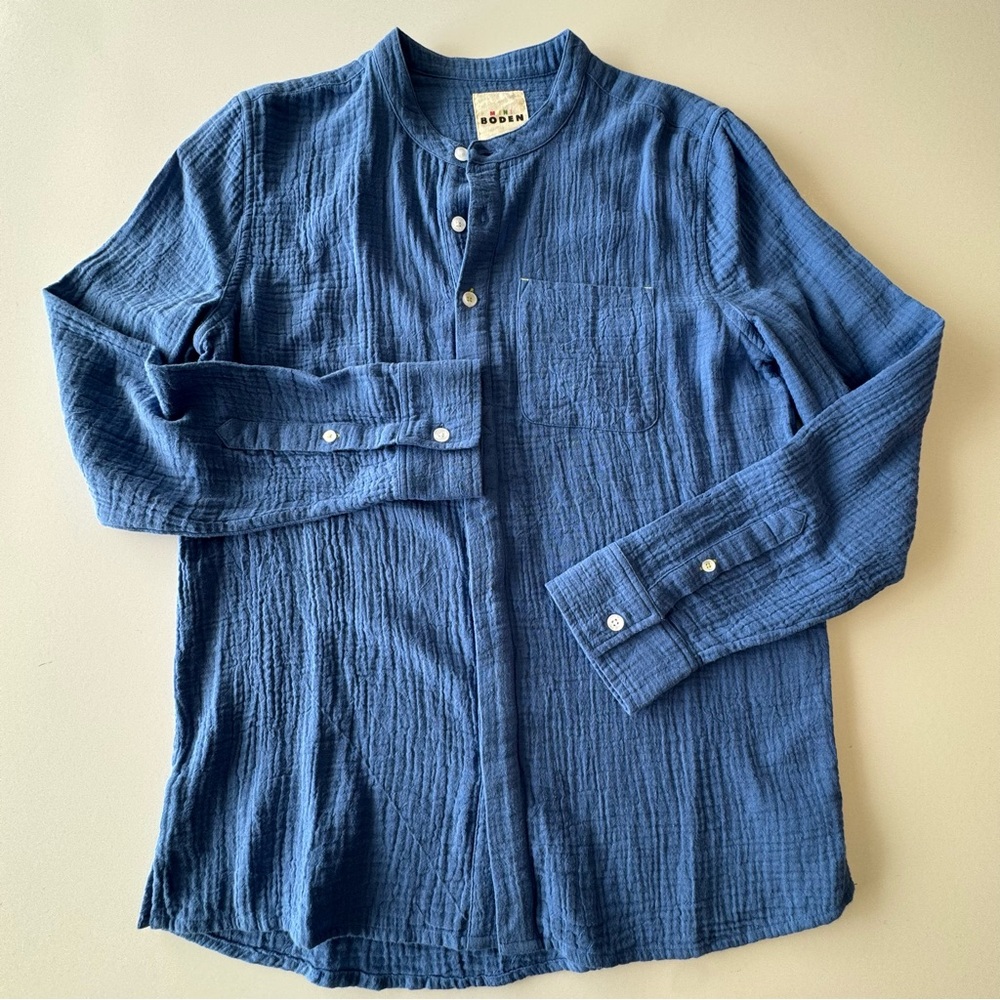 Mini Boden Indigo Blue Cotton Gauze Button-Up Shirt 100% Cotton Girls 13-14 yrs - Picture 1 of 6
